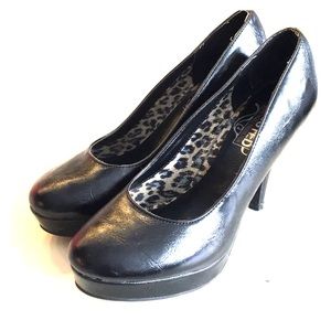 Black Leather Platform Heels